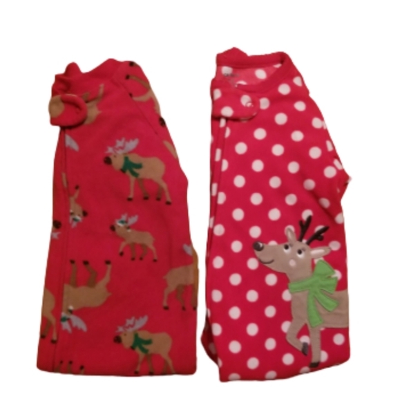 Carter's Reindeer Flannel Zip Up Sleepers Sz 12m - Picture 1 of 6